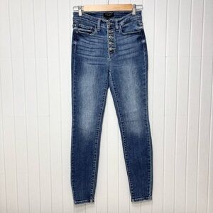 Judy Blue High Rise Button Fly Skiny Jeans‎ - Dark Blue style#JB82319MD